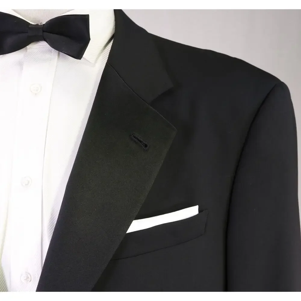 Armani Collezioni Black 2-Btn Wool Tuxedo Formal Wedding Suit 44L